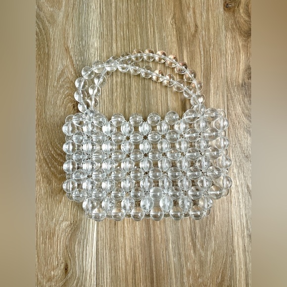Miuco Acrylic Beaded Bags 100% Handmade Crystal Bags Weave Clear Clutch Handbag - Picture 3 of 5